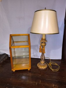 GlassWood House display Cabinet and Lamp