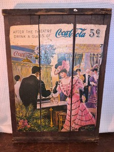 Vintage decorative wooden slat- featuring Coca-Cola design