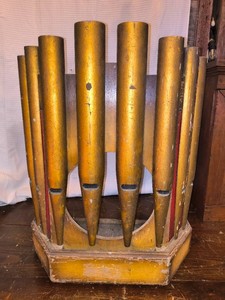 Vintage Remote Jukebox Speaker Shell Designed with Faux Pipe-Organ Facade