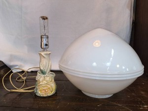 Vintage Flying Saucer Lampshade and small Boudoir lamp