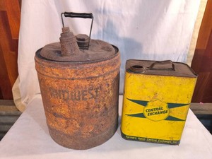 Vintage metal gasoil cans