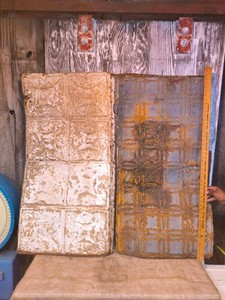 Antique salvaged tin panels-2,large size