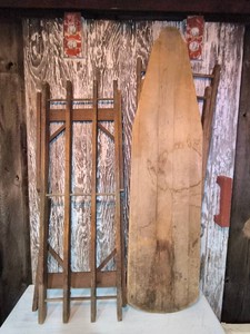 ANTIQUE Wooden Wash Tub Bench & Ironing Board - Lot of 2