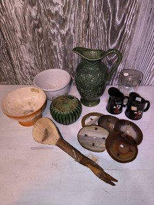 Vintage Butter and Creamer dishes - AgateMineral Slice Clock Faces - Lot of 13 Pieces