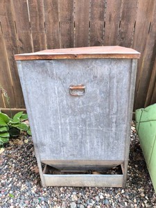 Vintage Hopper style feed trough for small livestock