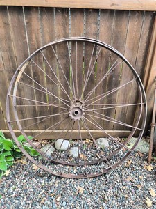 2 Large Antique Wagon Wheels-metal