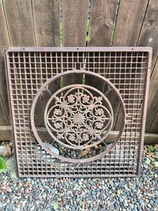 Antique cast iron decorative grate-architectural salvage