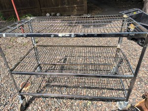 Rolling metal 3 shelf wire cart