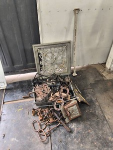 Assortment of vintageantique cast-iron architectural salvage hardware