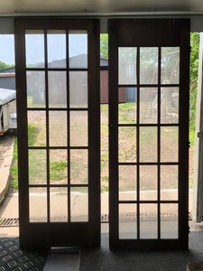 VINTAGE - Brown Windowed Doors - Lot of 2