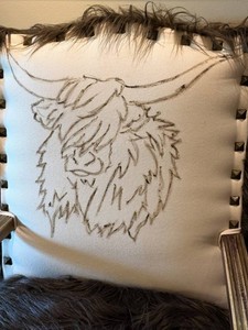 Rustic Armchair - Custom-Made Faux Furlike Accent Chair with Highland Cow Motif