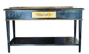 LR - Console Table - Rustic Painted Hall Table With Drawer