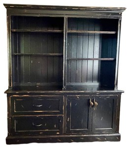 Rustic Style Display Bookcase with Cabinet Base