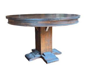 Rustic Dining Table - Wooden Pedestal