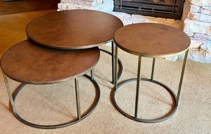 LL - Living Room Table Set - Copper-Look Hammered 3-Piece