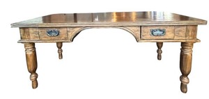 Writing Desk - Two-Drawer Wood Desk With Turned Legs