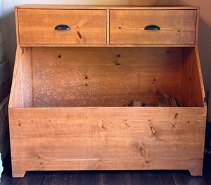 LR - Firewood Holder - Rustic Wood Storage Chest With Drawers