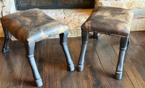 LR - Claw Leg Saddle Stools - Horse Leg Design (Lot of 2)
