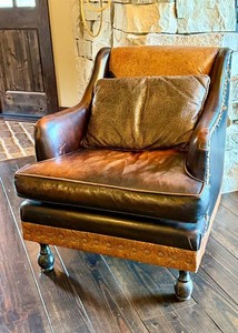 LR - Leather Armchair - Leathercraft Embossed Top Grain Leather