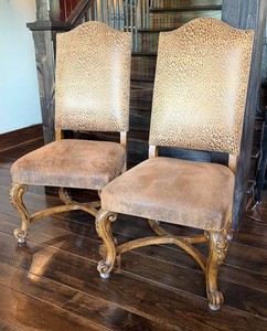 Pair of Country French Style High-Back Dining Chairs