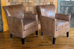 P - Accent Chairs - Faux Leather Pair (Lot of 2)