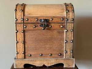 Vintage Wood Storage Box - Global Influences Decorative Trunk
