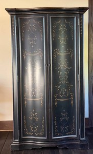 Entertainment Armoire - Ornate Black Cabinet With Sharp Aquos TV