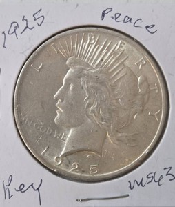 1925 Silver Peace Dollar - Key - MS63