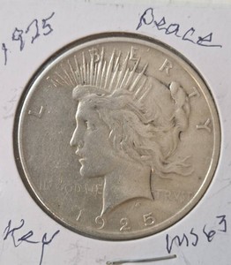 1925 Silver Peace Dollar - Key - MS63