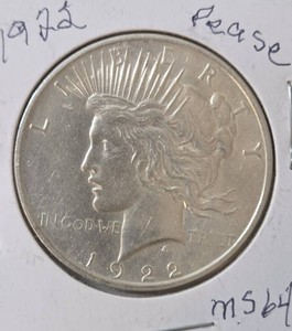 1922 Silver Peace Dollar - MS64