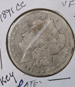 1891-CC Silver Morgan Dollar- Key - VF 1,168,000 were minted