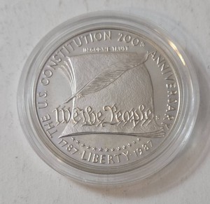 1787-1987 Silver One Dollar Round - US Proof commemorating the 200th Anniversary of the Constitution. (1 Oz. Round 90% silver)