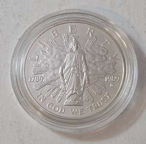 1789-1989D Silver One Dollar Round - US Proof commemorating the Bicentennial of Congress. (1 Oz. Round 90% silver)