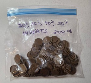 20s,30s,40s,50s Wheat Pennies - 200 Count - 1 pond