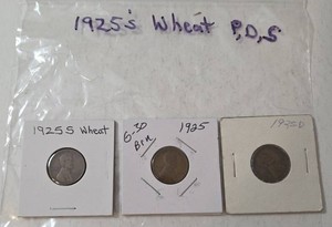 1925P, 1925D, 1925S Wheat Pennies