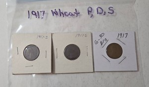 1917P, 1917D, 1917S Wheat Pennies