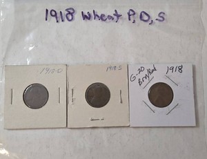 1918P,1918D,1918S Wheat Pennies
