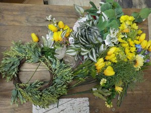 Artificial Flowers and Wreath