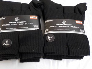 12 pair Black Wear Proof Athletic Size 10-13 Stockings