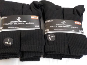 12 pair Black Wear Proof Athletic Size 10-13 Stockings