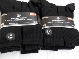 12 pair Black Wear Proof Athletic Size 10-13 Stockings