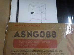 ASNG088 Fabric 2 Drawer Storage Dark Wood Cabinet