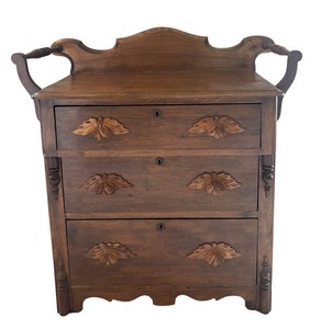 LR - Antique Victorian Eastlake Walnut 3-Drawer Commode Chest