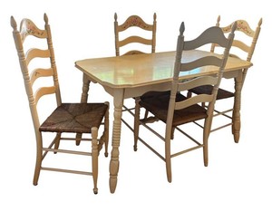 K - Vintage Dining Table and Chairs with Floral Accents