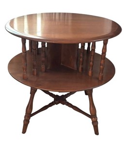 LR - Vintage Ethan Allen Heirloom Nutmeg Maple 2-Tier Bookcase End Table