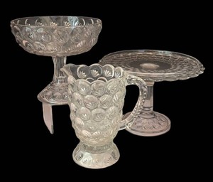 DR - Vintage Yale Patterned Compote Dish, Pedestal Platter and Pitcher by McKee Bros