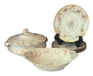 DR - Vintage China Serving Bowl, Casserole Dish & Plates by Homer Laughlin and Haviland Limoges of France