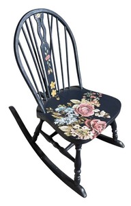 LR - Vintage Floral Painted Rocking Chair