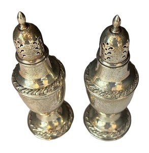 K - Pair of Vintage Rogers Weighted Sterling Silver Sugar Casters