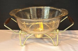 K - Vintage Fire King Glass Serving Bowl With Stand
